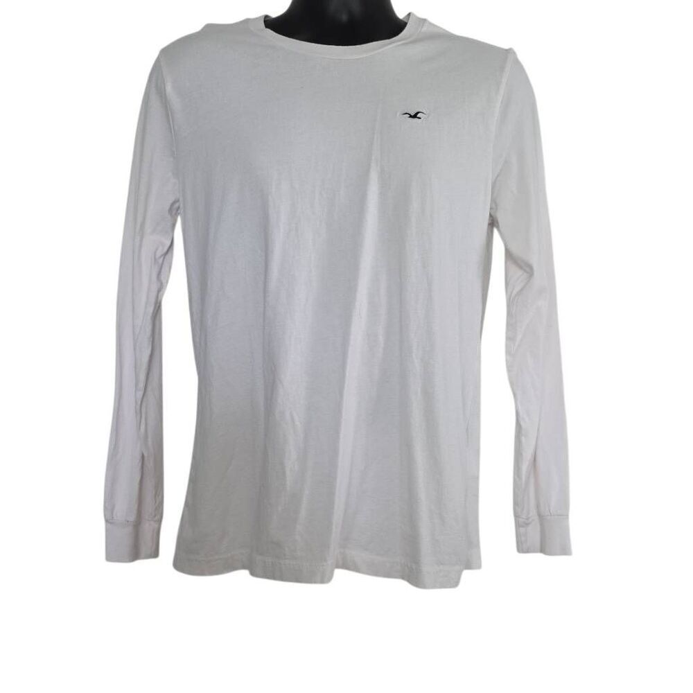 Hollister Men's Size Small White Navy Bird Logo Long Sleeve T-Shirt